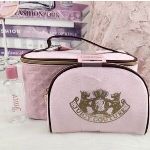 Juicy Couture 2 Piece Set Light Pink Velour Y2K Terrier Train Makeup Case